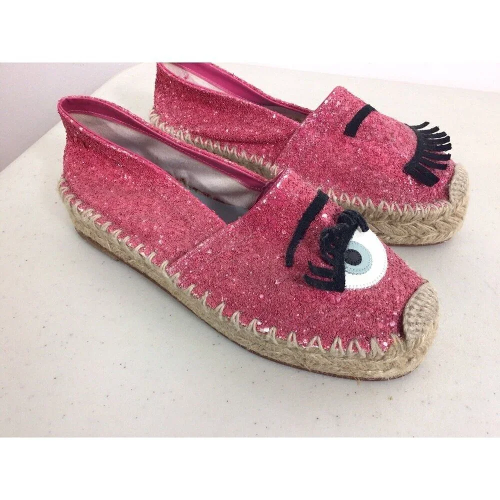 CHIARA FERRAGNI Pink Canvas Sneaker Shoes Womens 36
